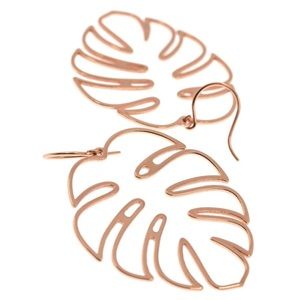 NWOT Rose Gold Tone Tropical Island Leaf Earrings